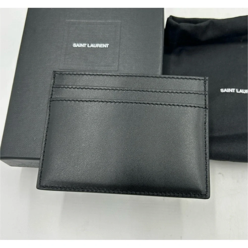 Saint Laurent Paris, credit card case in smooth black leather made in Italy